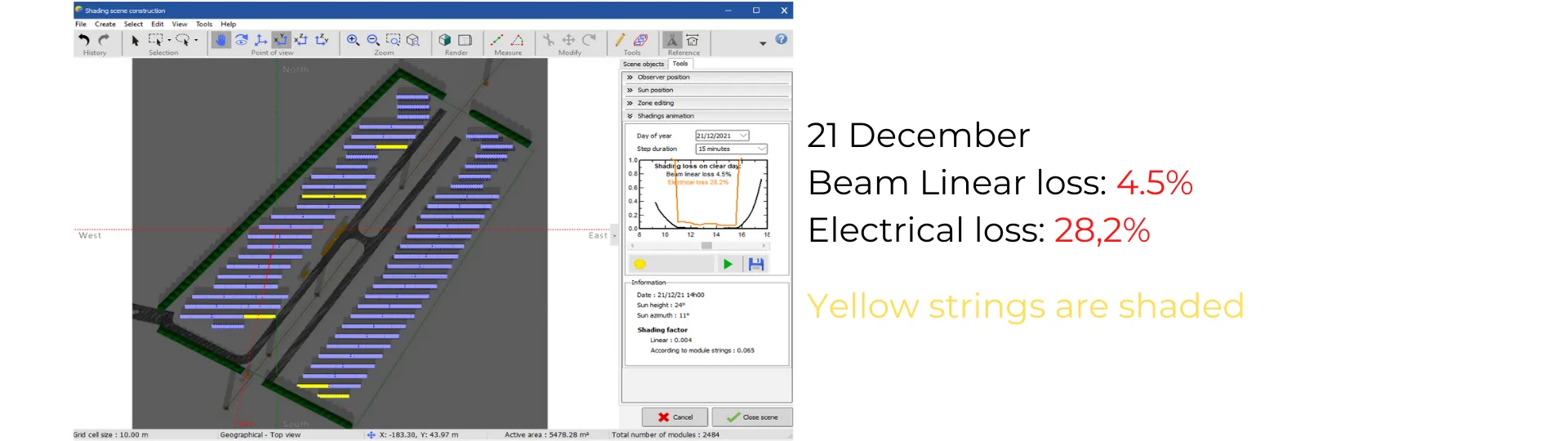 Image of the expected electrical loss based on the initial flat design