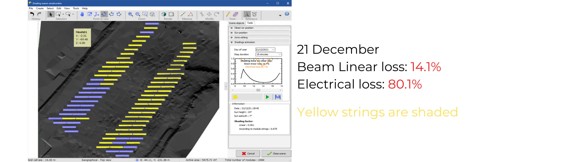 Image of the real electrical loss based on the updated design with the real topography